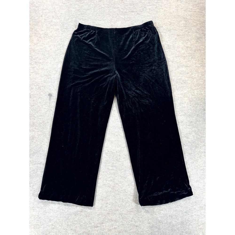 Vintage White Stag Velvet Wide Leg Lounge Pants Womens Large (12-14) Black Lined